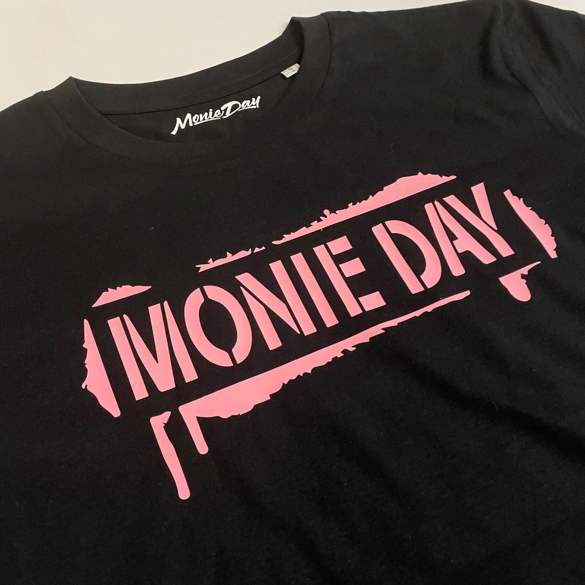 Monie Ess Pink on black T